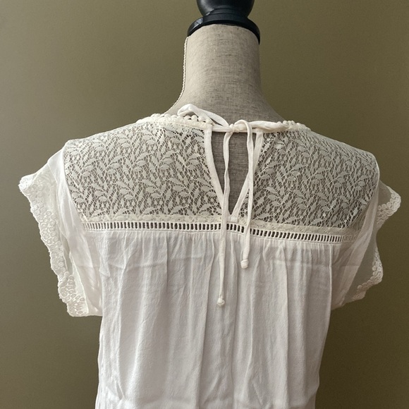 Cream/off white Daniel Rainn short sleeve top sz M - Picture 7 of 10